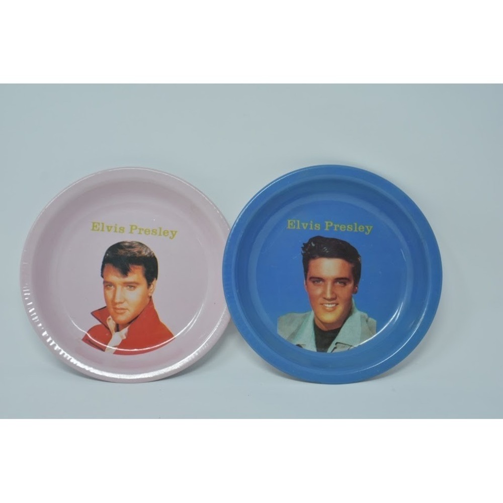 Elvis Presley small Plates Set 2 Plastic Vintage Collectible Pink Blue - Picture 5 of 5